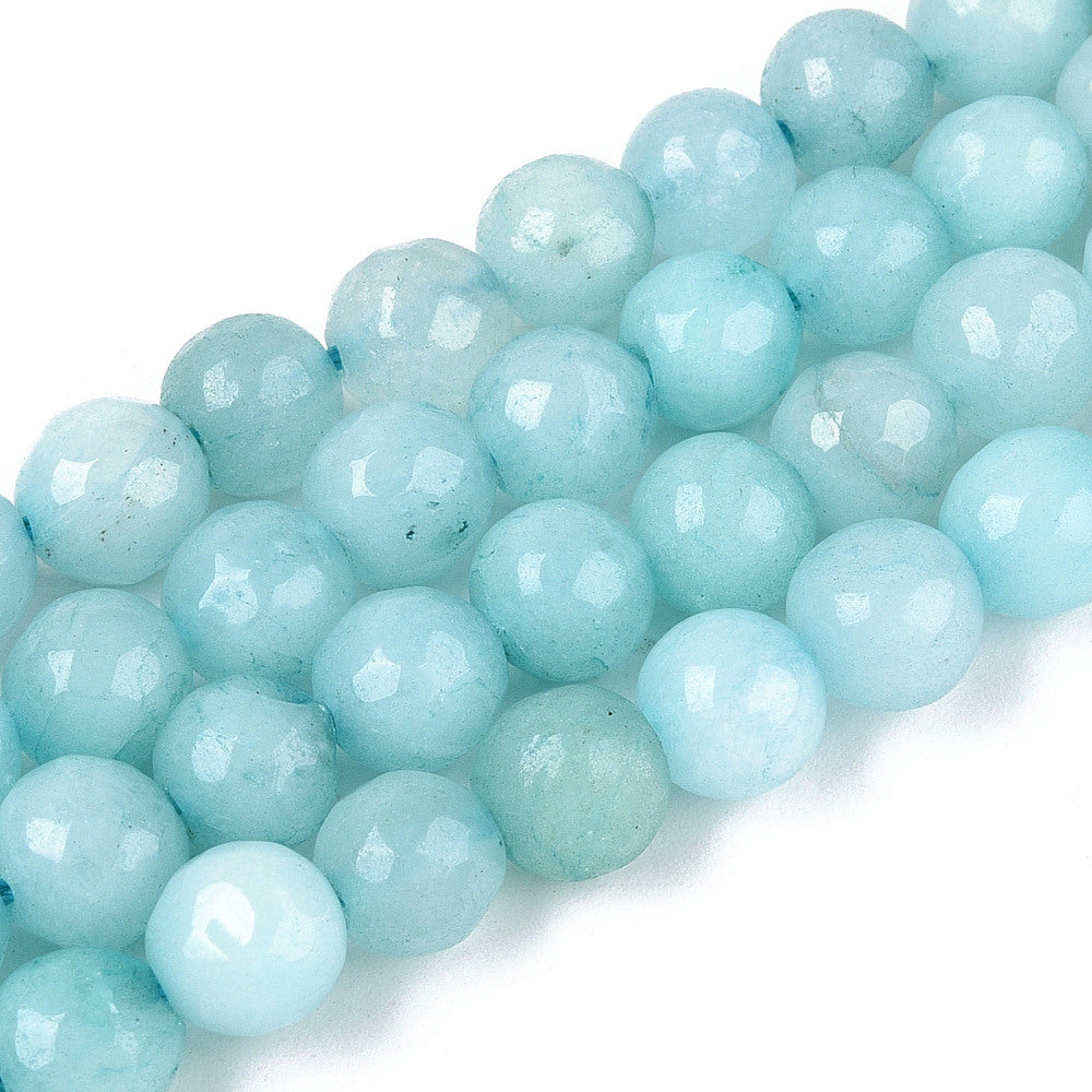 Dyed Natural White Jade Beads Strands - 8mm - Faceted