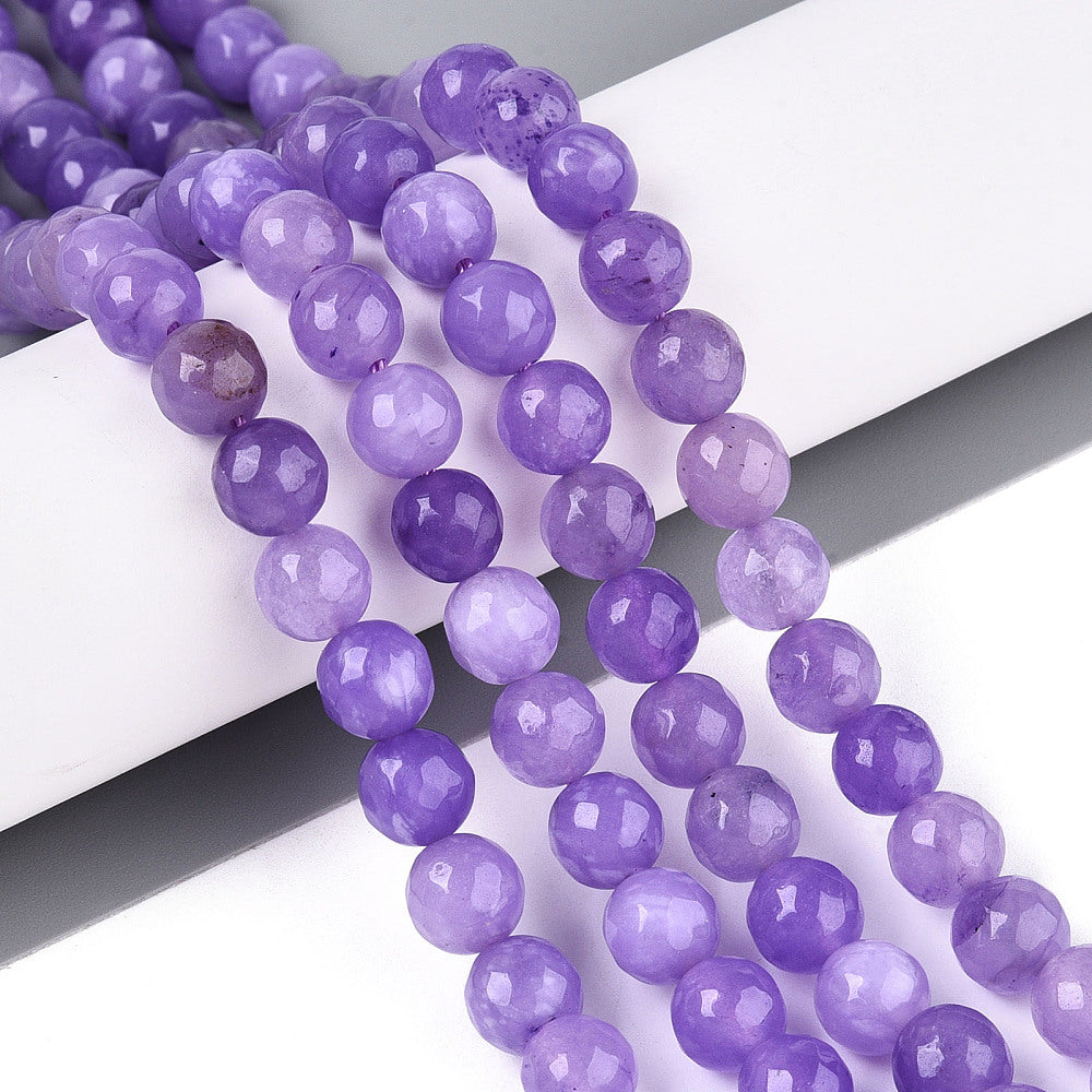 Dyed Natural White Jade Beads Strands - 8mm - Faceted