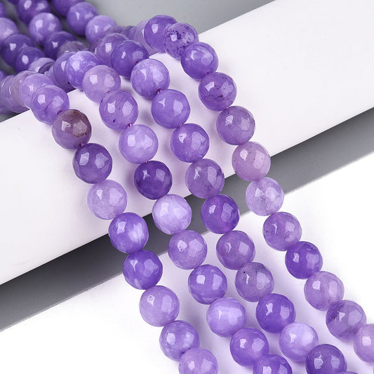 Dyed Natural White Jade Beads Strands - 8mm - Faceted