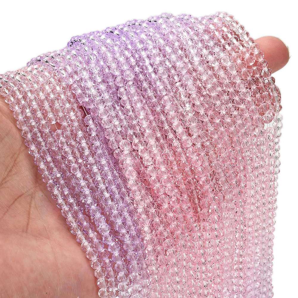 Transparent Colourful Glass Beads Strands - Faceted - Rondelle - 4.5x3.6mm - approx 105~110pcs per strand