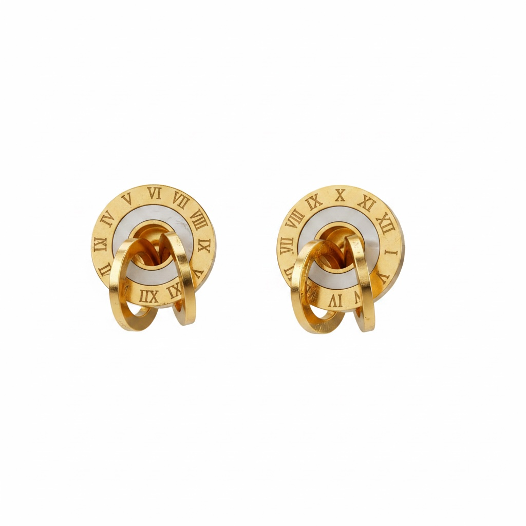 Roman Numeral Mother of Pearl Stud Earrings.