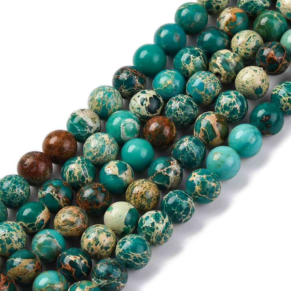 Dyed Natural Regalite/Imperial Jasper/Sea Sediment Jasper Beads Strands, Round, 6mm, approx 30pcs per strand