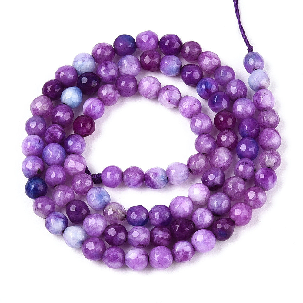 4mm Faceted White Jade Strands
