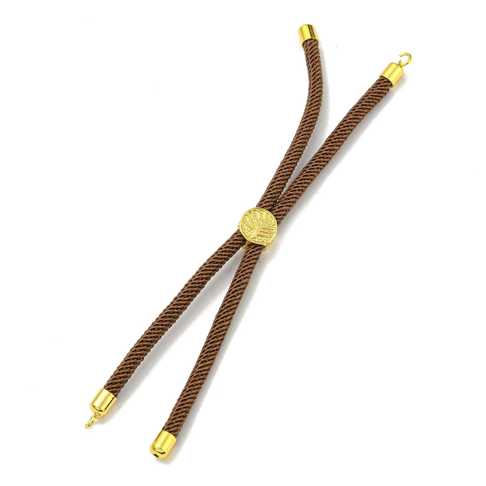 Adjustable Bracelet Making Nylon Cord with Gold Plated Brass Tree of Life Sliding Stopper Bead