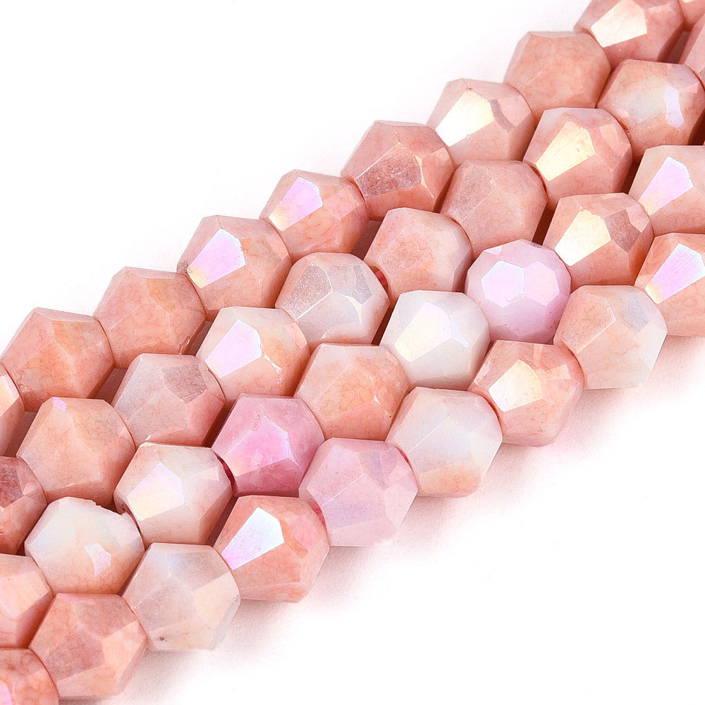 6mm Anti-Tarnish Electroplate Bicone Glass Beads Strands - Imitation Gemstone.