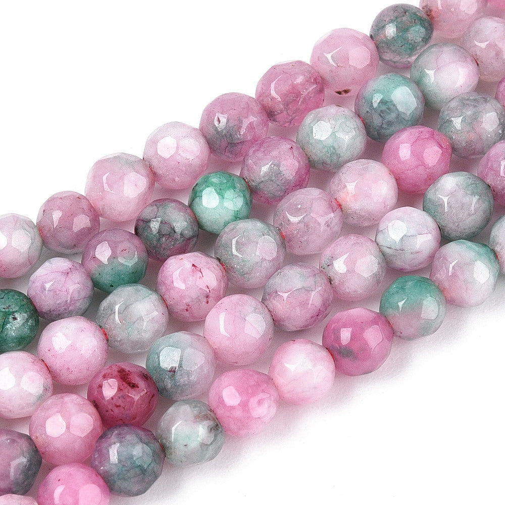 4mm Faceted White Jade Strands