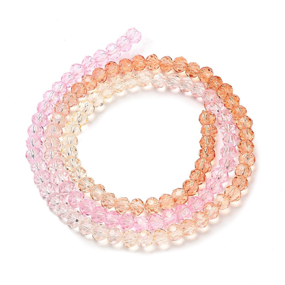 Transparent Colourful Glass Beads Strands - Faceted - Rondelle - 4.5x3.6mm - approx 105~110pcs per strand