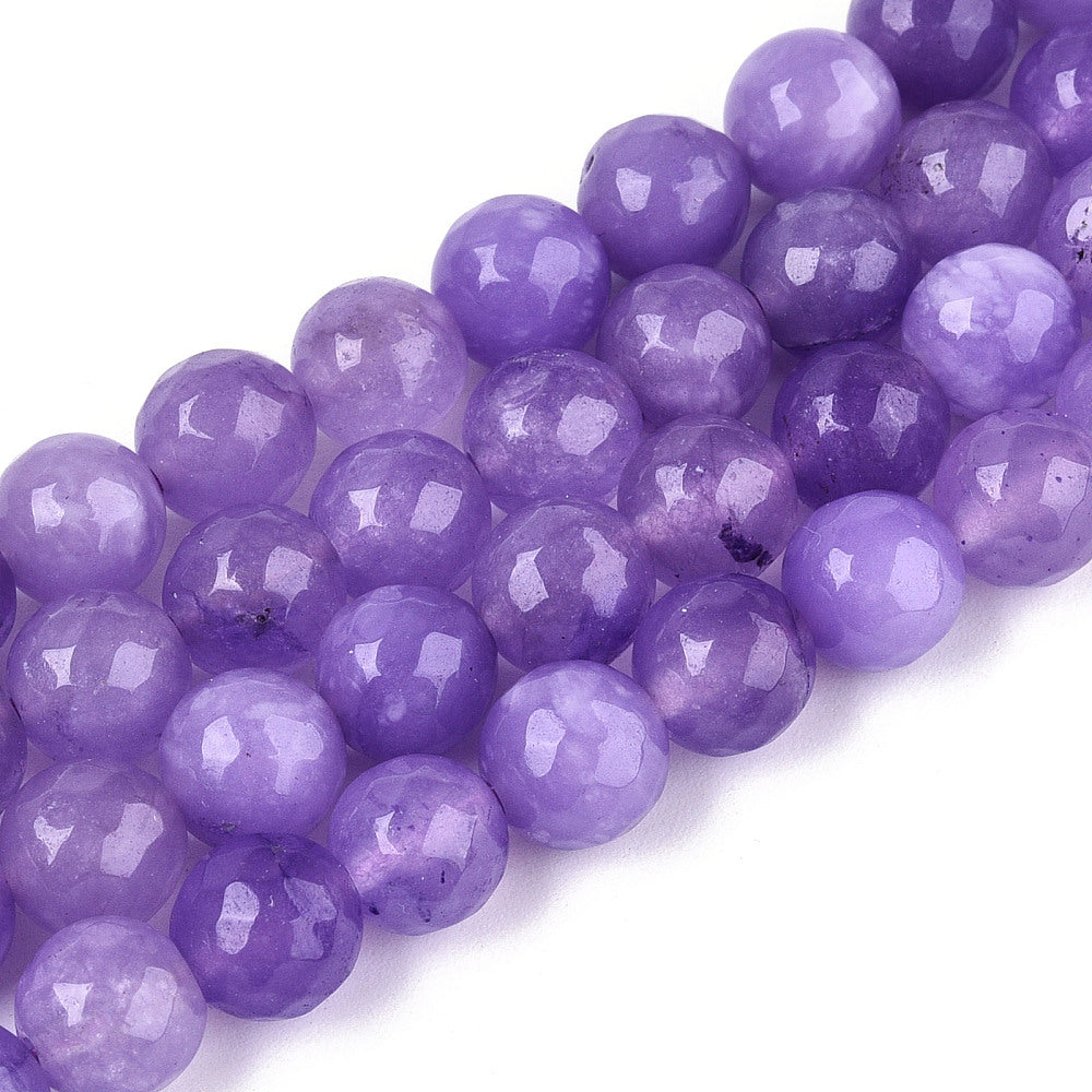 Dyed Natural White Jade Beads Strands - 8mm - Faceted