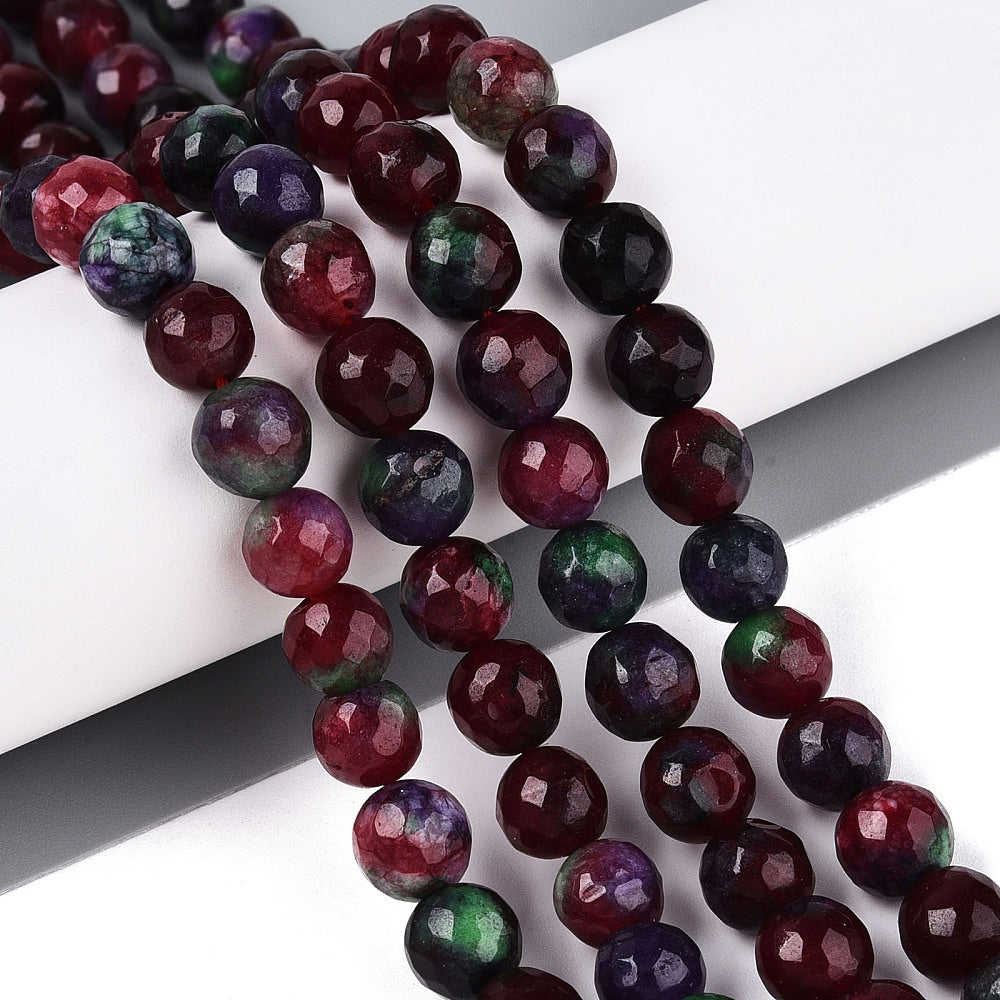 Dyed Natural White Jade Beads Strands - 8mm - Faceted