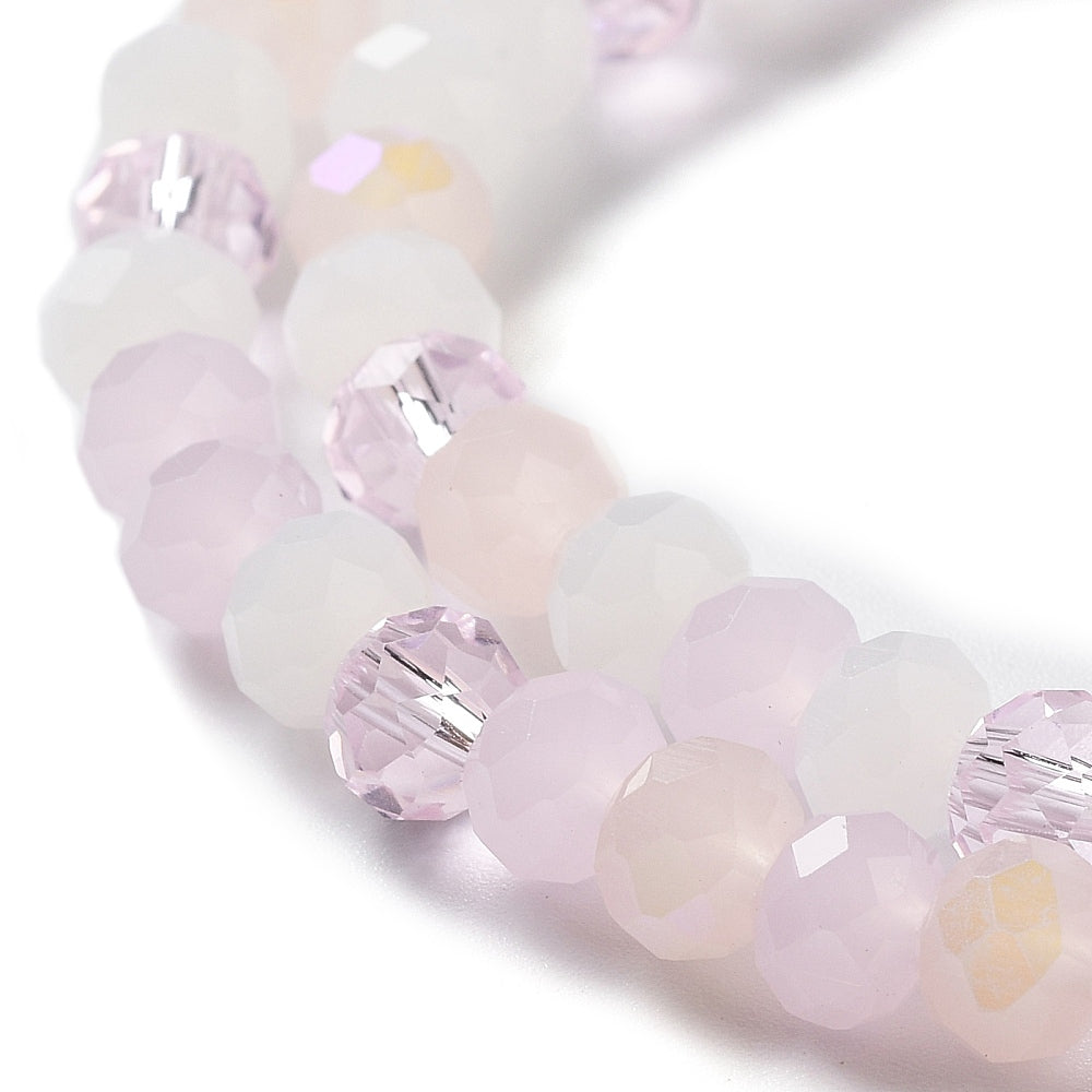 Glass Beads Strands, Faceted, Rondelle, Pink Mix, 6x5mm, approx 85~88pcs per strand