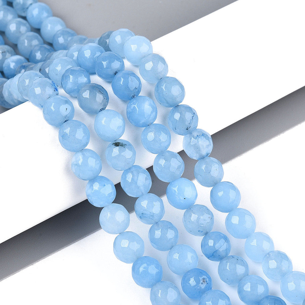 Dyed Natural White Jade Beads Strands - 8mm - Faceted