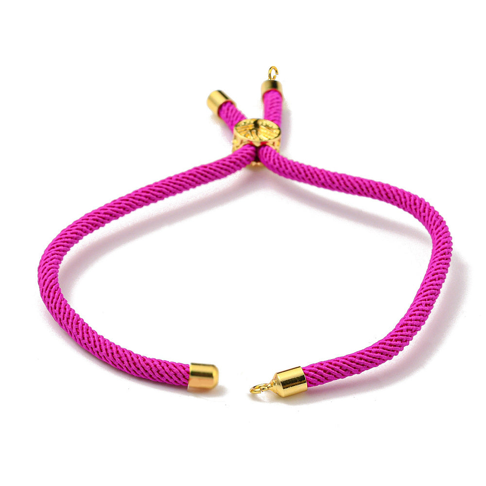 Adjustable Bracelet Making Nylon Cord with Gold Plated Brass Tree of Life Sliding Stopper Bead