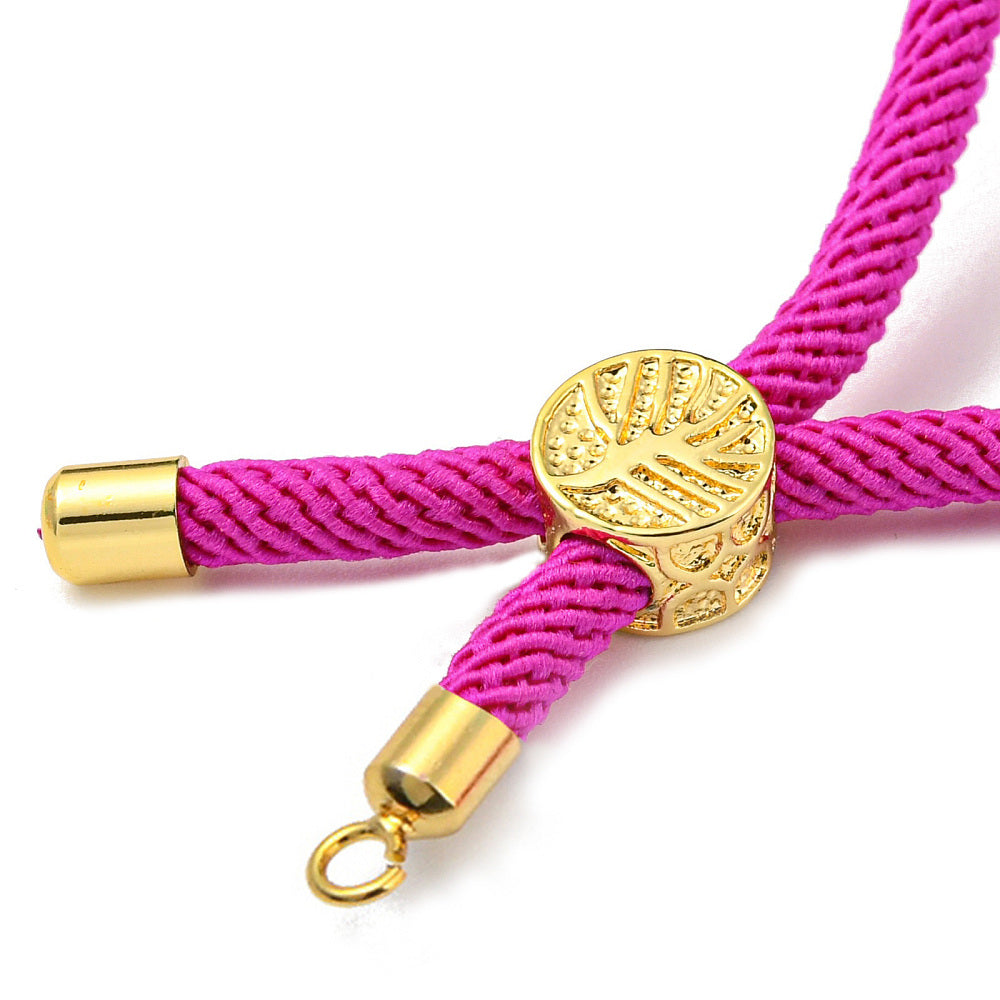 Adjustable Bracelet Making Nylon Cord with Gold Plated Brass Tree of Life Sliding Stopper Bead