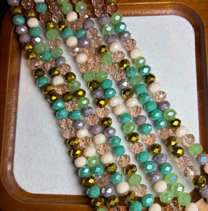 Faceted Glass Bead Strands - mix colours - 8x6mm - rondelle