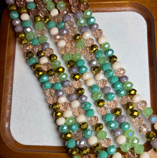 Faceted Glass Bead Strands - mix colours - 8x6mm - rondelle