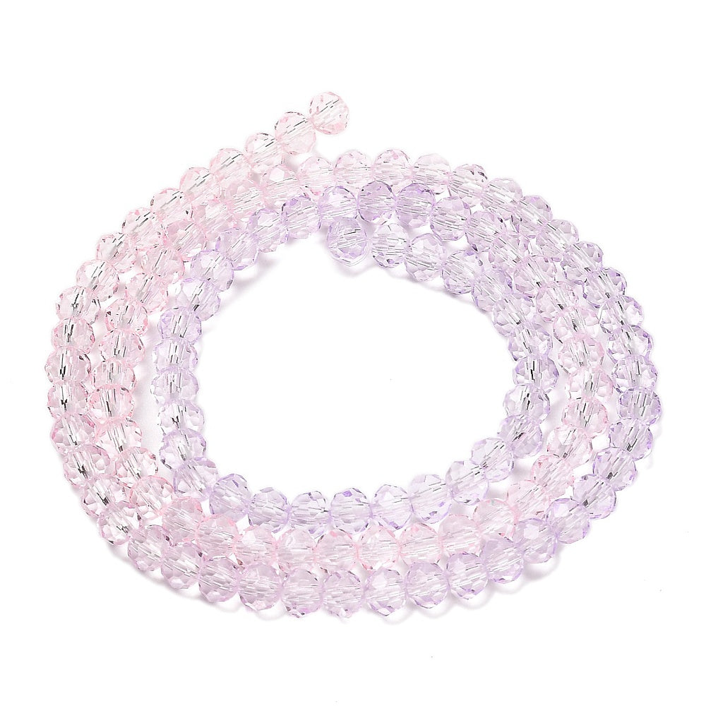 Transparent Colourful Glass Beads Strands - Faceted - Rondelle - 4.5x3.6mm - approx 105~110pcs per strand