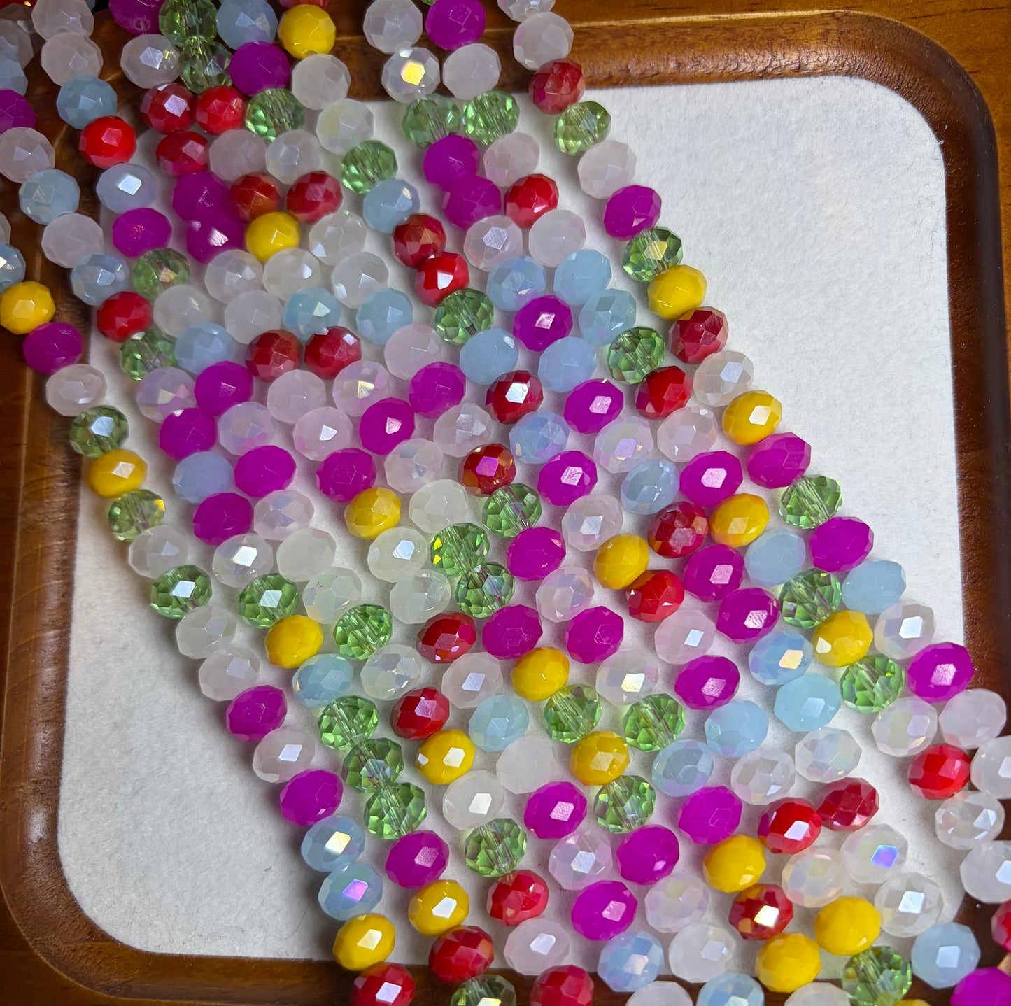 Faceted Glass Bead Strands - mix colours - 8x6mm - rondelle
