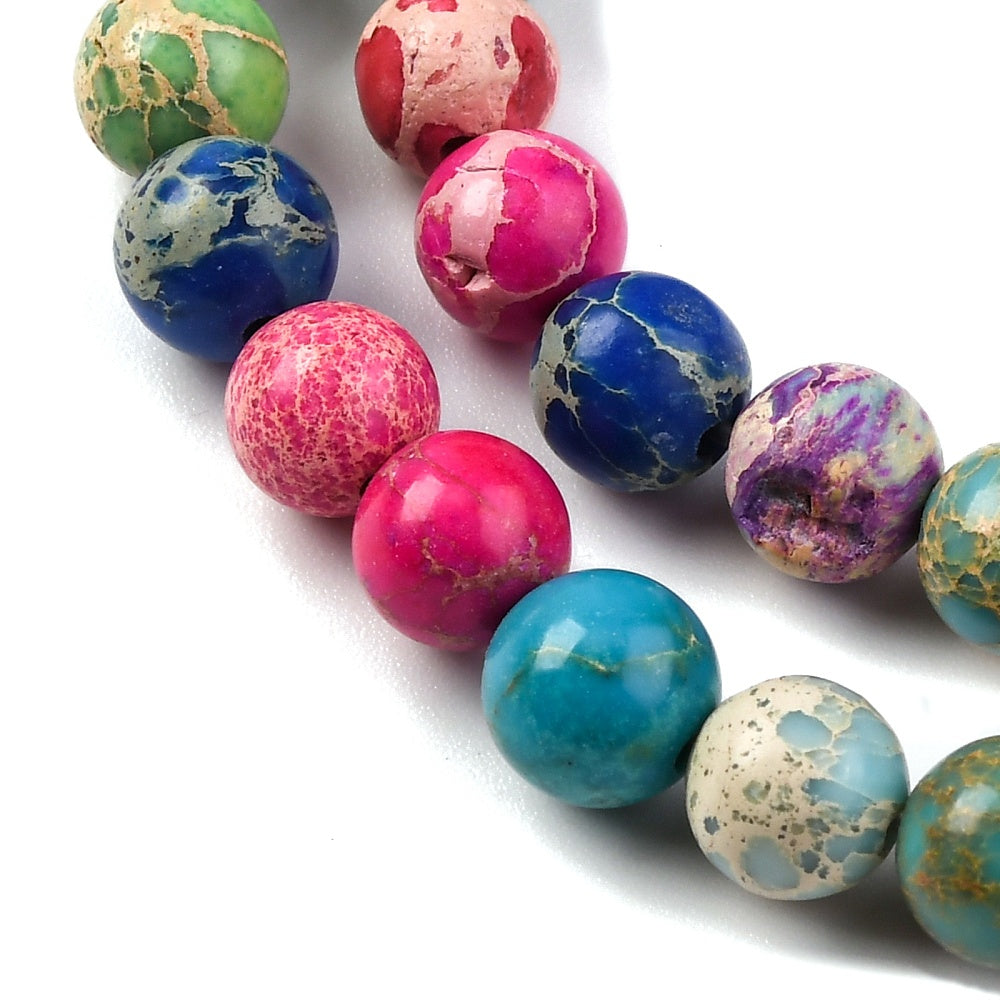 Dyed Natural Regalite/Imperial Jasper/Sea Sediment Jasper Beads Strands, Round, 6mm, approx 30pcs per strand