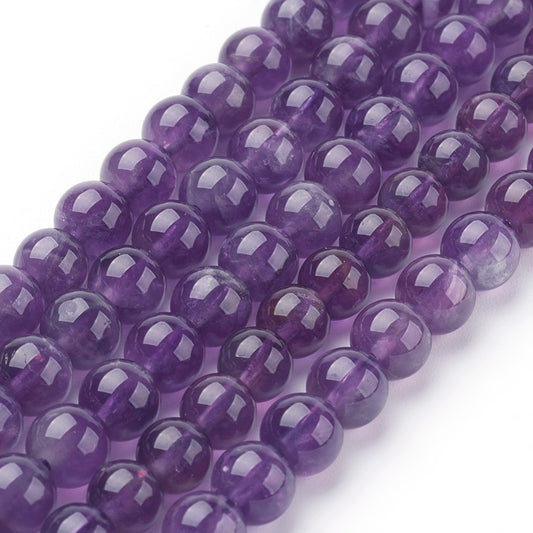 Natural Amethyst Bead Strands - Round - 6mm, approx 32pcs per strand / 7.6 inch