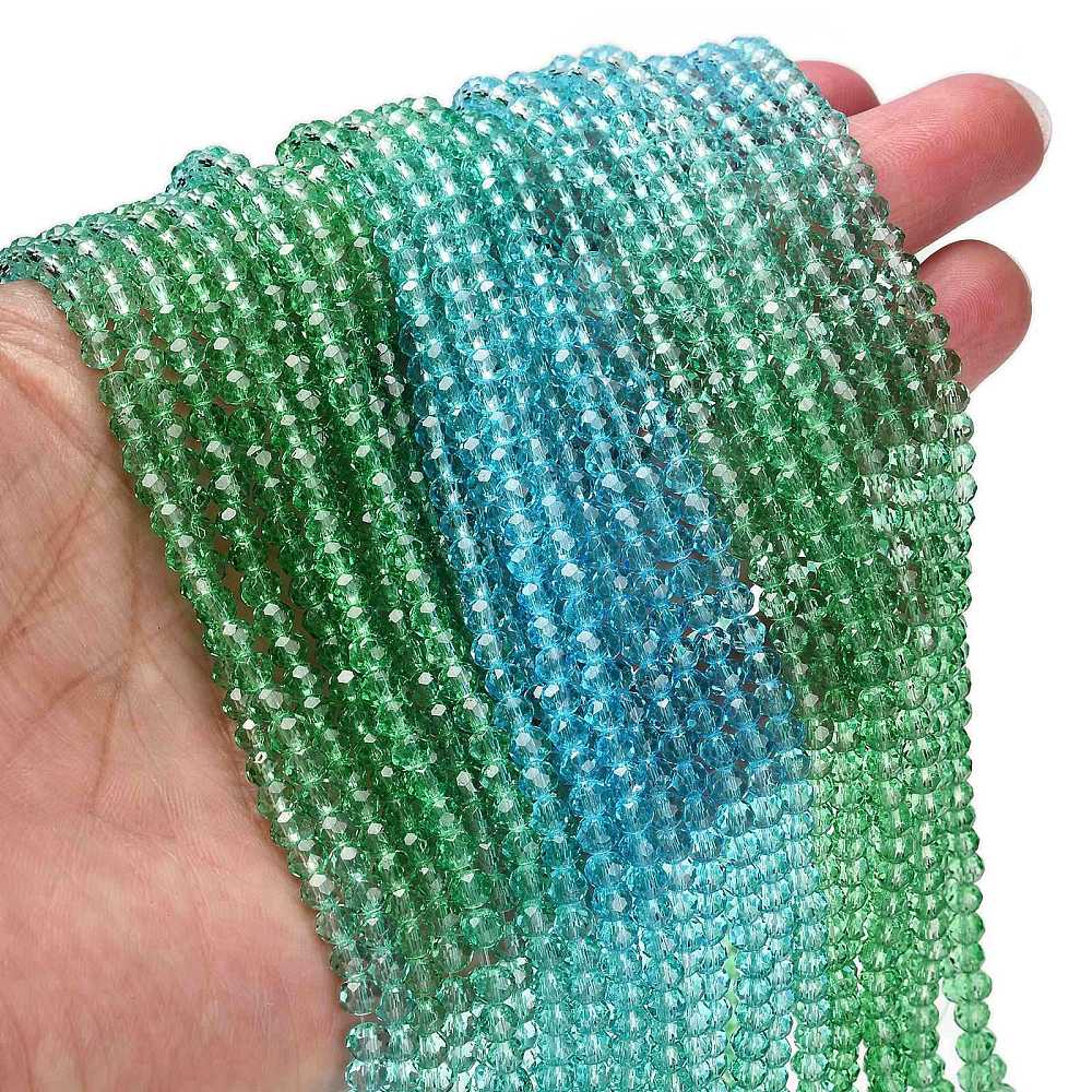 Transparent Colourful Glass Beads Strands - Faceted - Rondelle - 4.5x3.6mm - approx 105~110pcs per strand