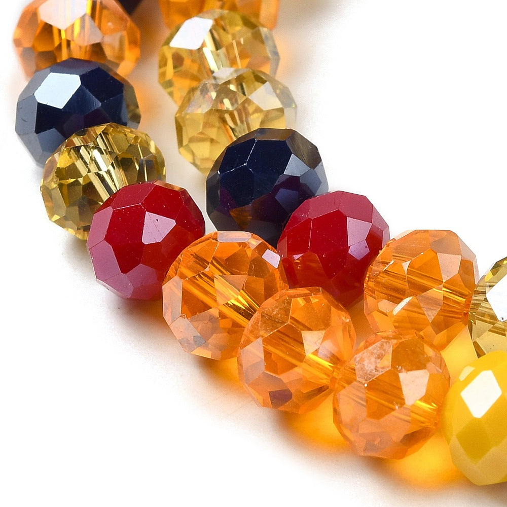 Fils de perles de verre, à facettes, forme rondelle, 8x6mm, environ 68 perles par fil