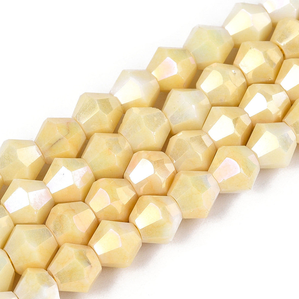 6mm Anti-Tarnish Electroplate Bicone Glass Beads Strands - Imitation Gemstone.