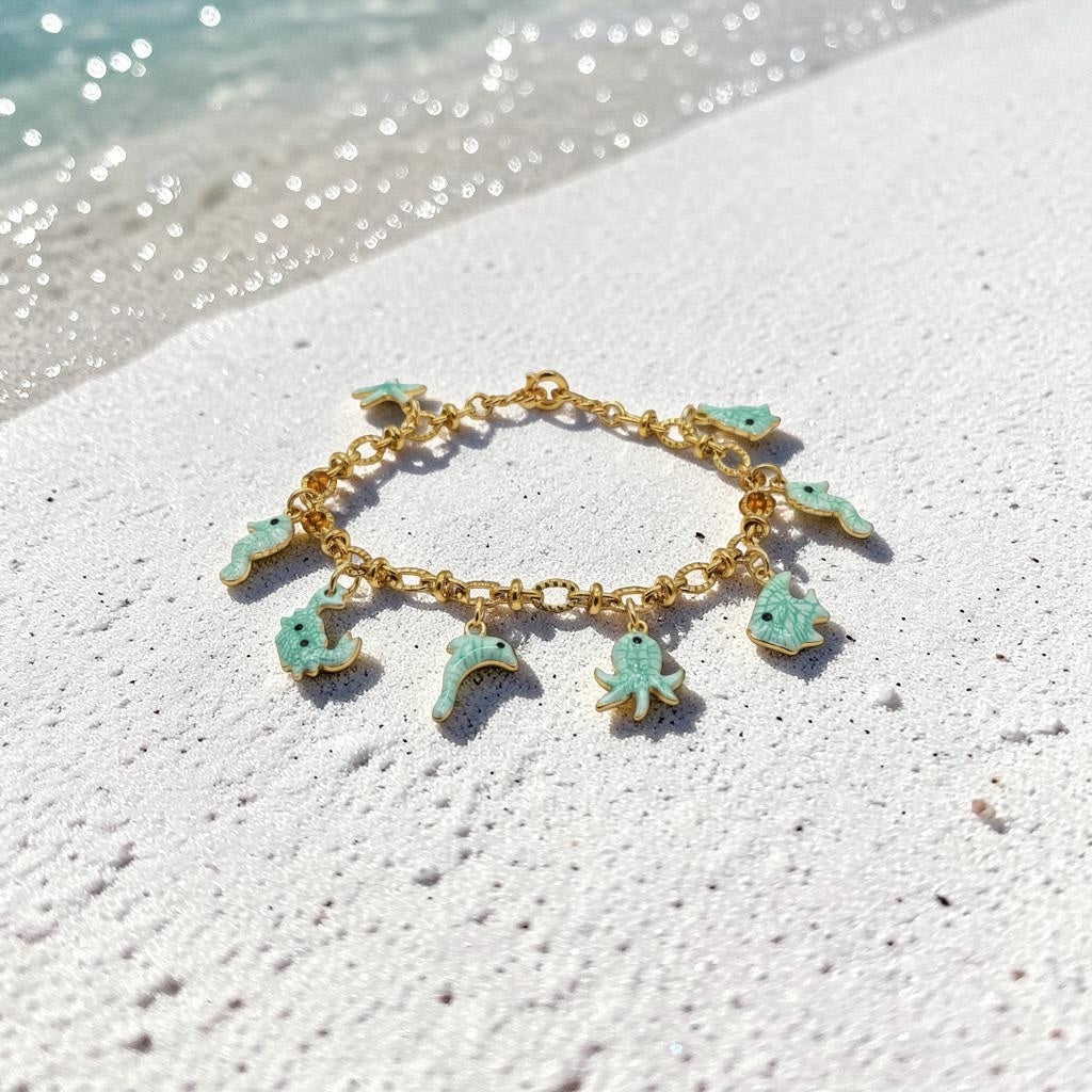 Mermaid Charm Bracelet – Gold Plated Stainless Steel