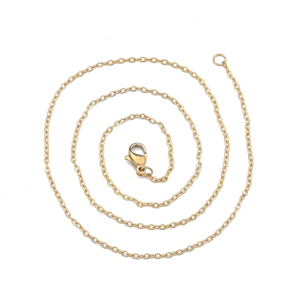 Tarnish Resistant - 304 Stainless Steel - Cable Chain Necklaces, with Lobster Clasps, 17.7 inch(44.9cm)