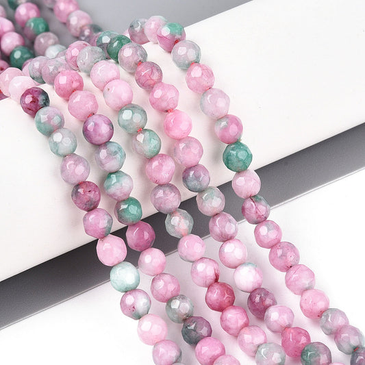 4mm Faceted White Jade Strands