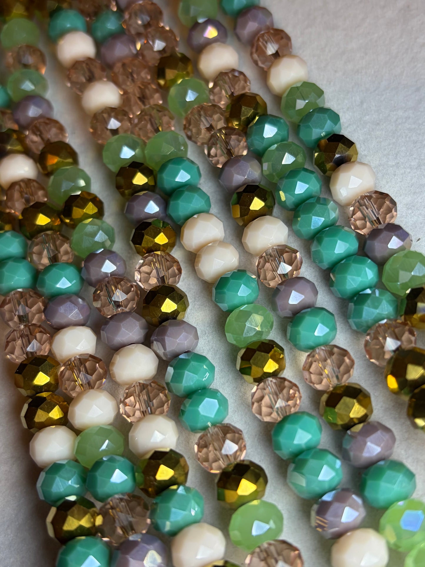 Faceted Glass Bead Strands - mix colours - 8x6mm - rondelle