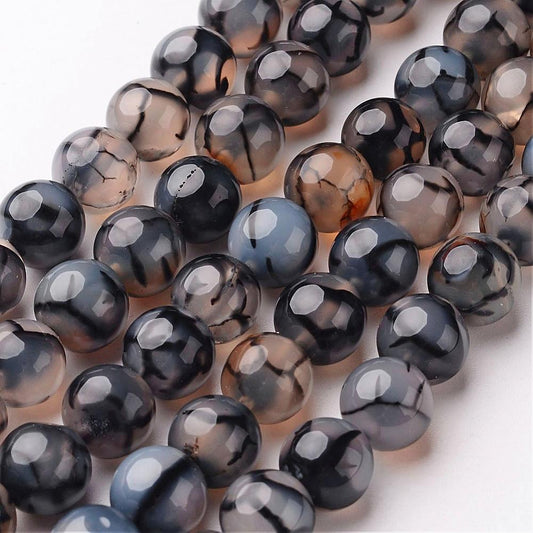 Natural Dragons Vein Agate Bead strands - 10mm
