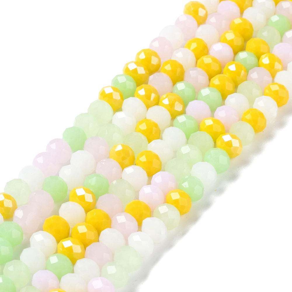 Fils de perles de verre, à facettes, forme rondelle, 8x6mm, environ 68 perles par fil