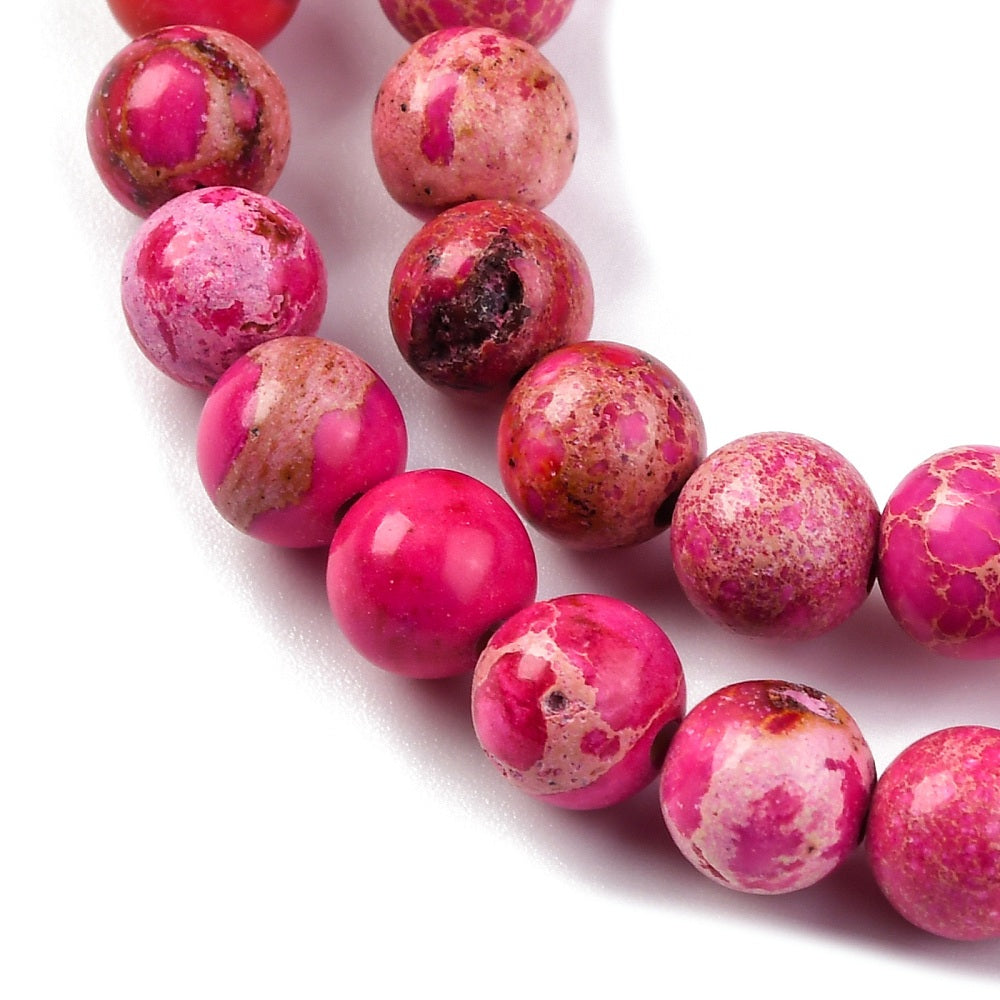 Dyed Natural Regalite/Imperial Jasper/Sea Sediment Jasper Beads Strands, Round, 6mm, approx 30pcs per strand