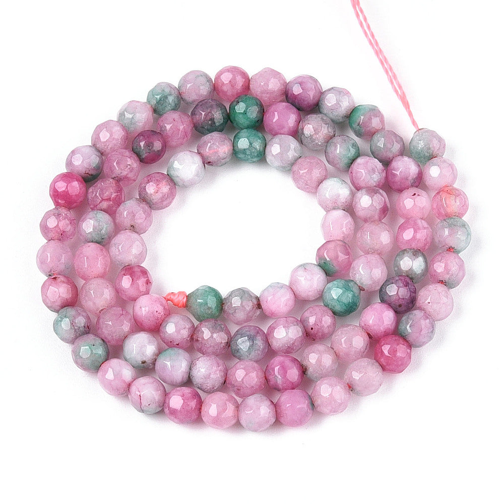 4mm Faceted White Jade Strands