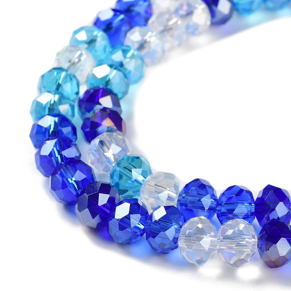 Glass Beads Strands, Faceted, Rondelle, 8x6mm, approx 68pcs per strand