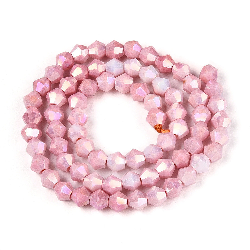 6mm Anti-Tarnish Electroplate Bicone Glass Beads Strands - Imitation Gemstone.