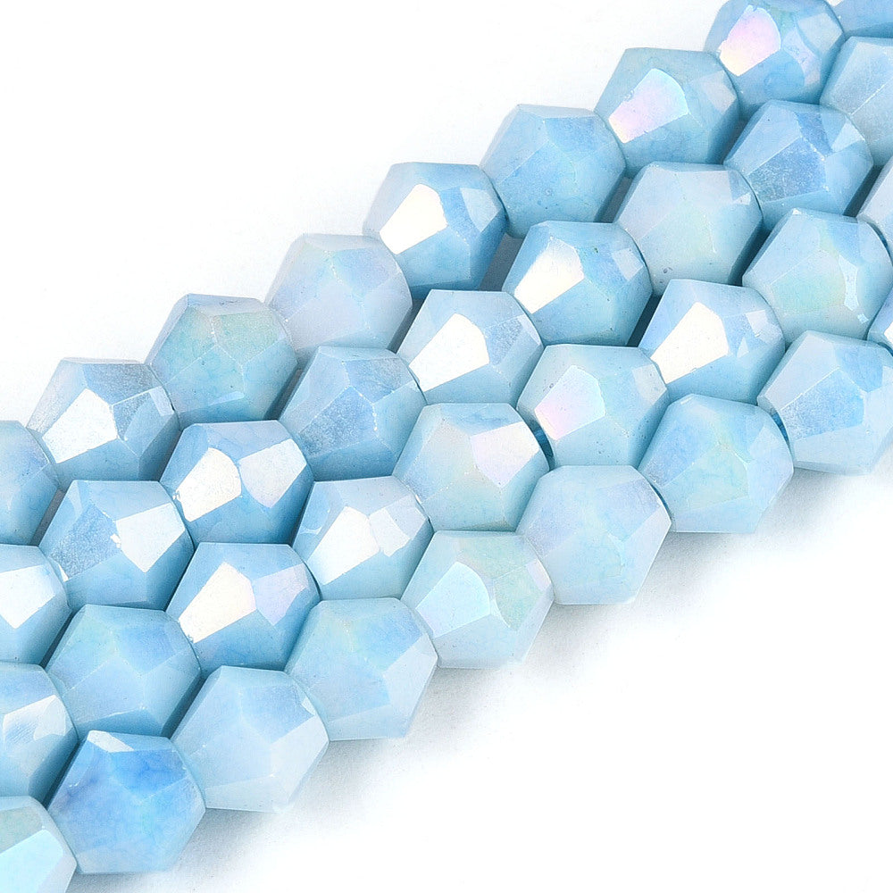6mm Anti-Tarnish Electroplate Bicone Glass Beads Strands - Imitation Gemstone.