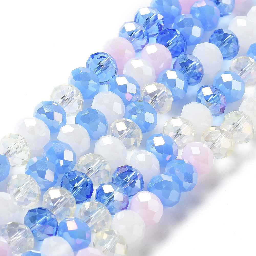 Faceted Glass Bead Strands - mix colours - 8x6mm - rondelle