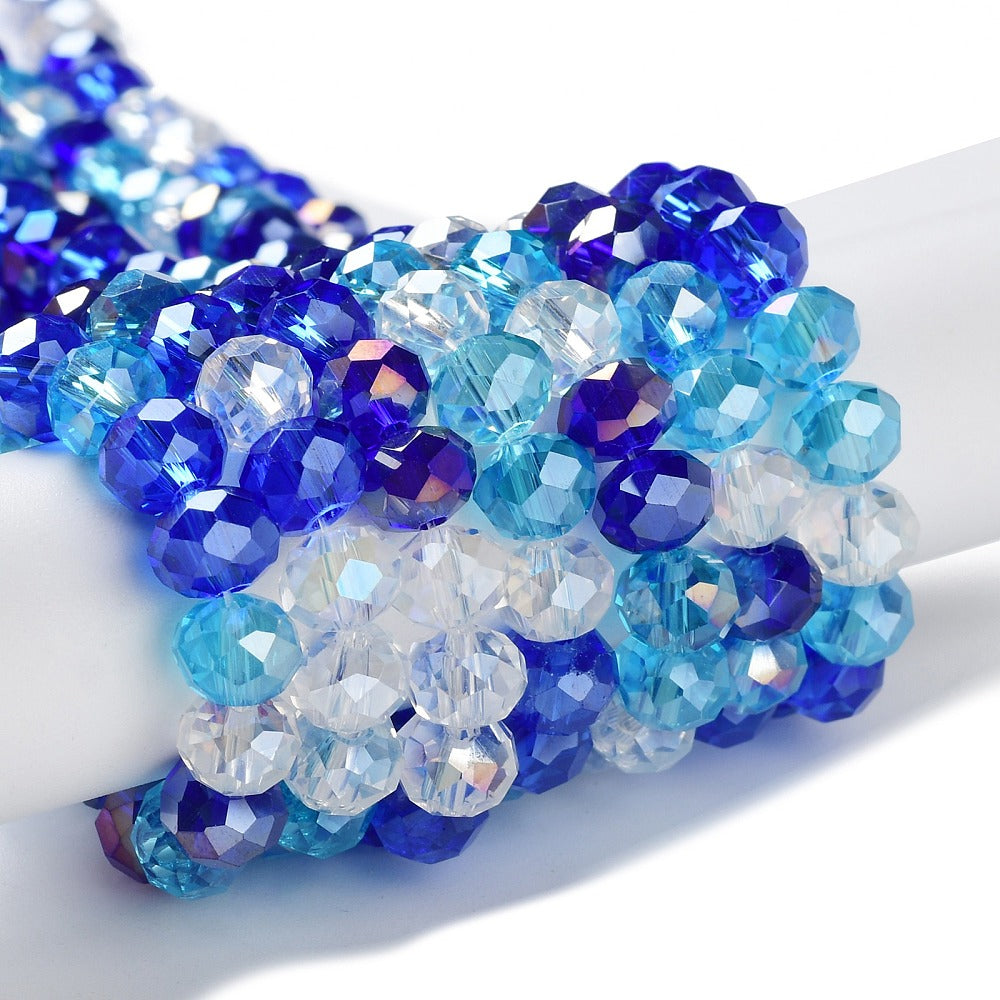 Glass Beads Strands, Faceted, Rondelle, 8x6mm, approx 68pcs per strand