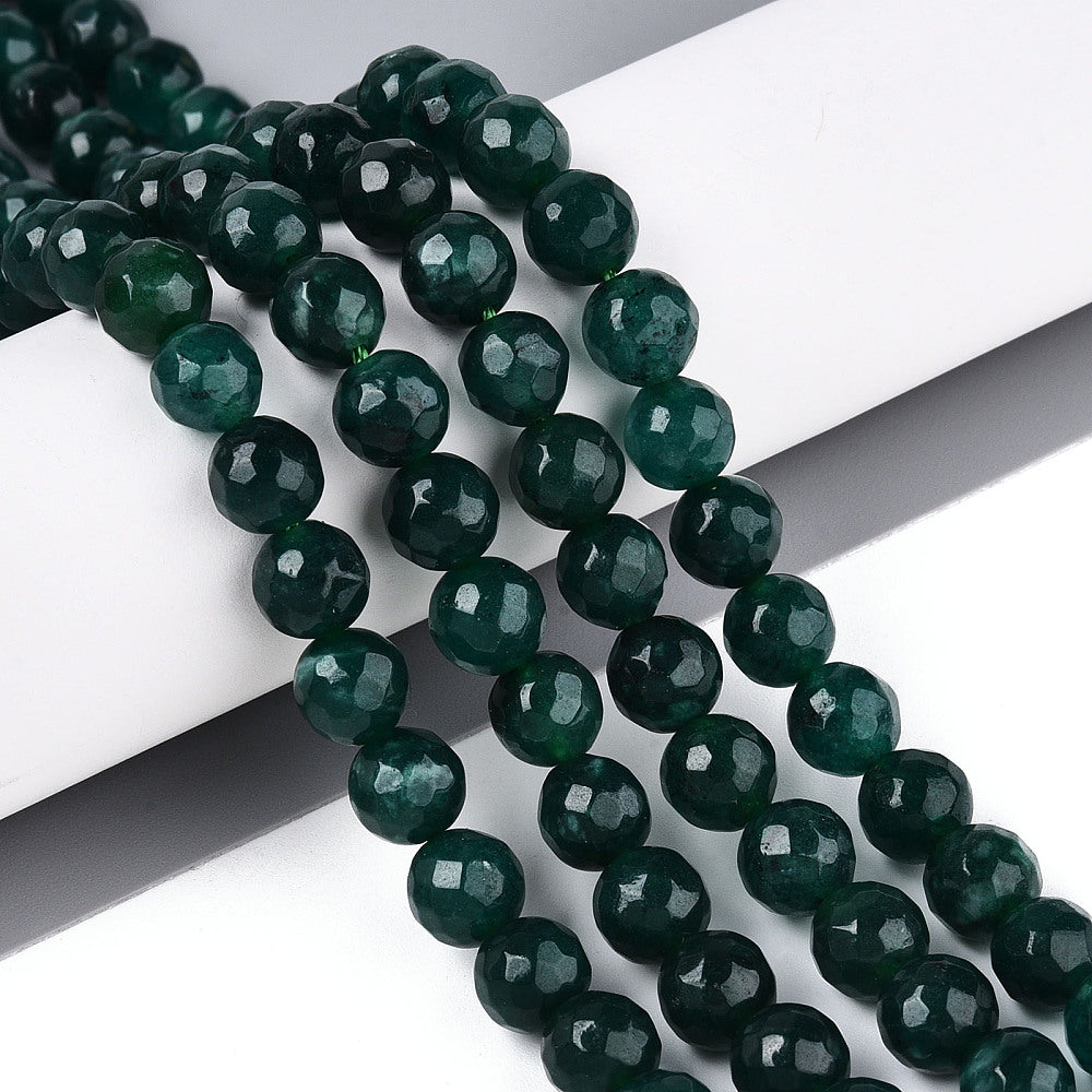 Dyed Natural White Jade Beads Strands - 8mm - Faceted