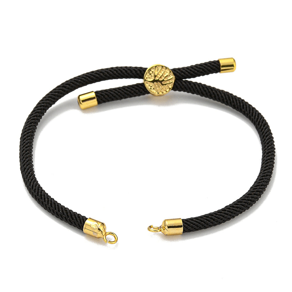 Adjustable Bracelet Making Nylon Cord with Gold Plated Brass Tree of Life Sliding Stopper Bead