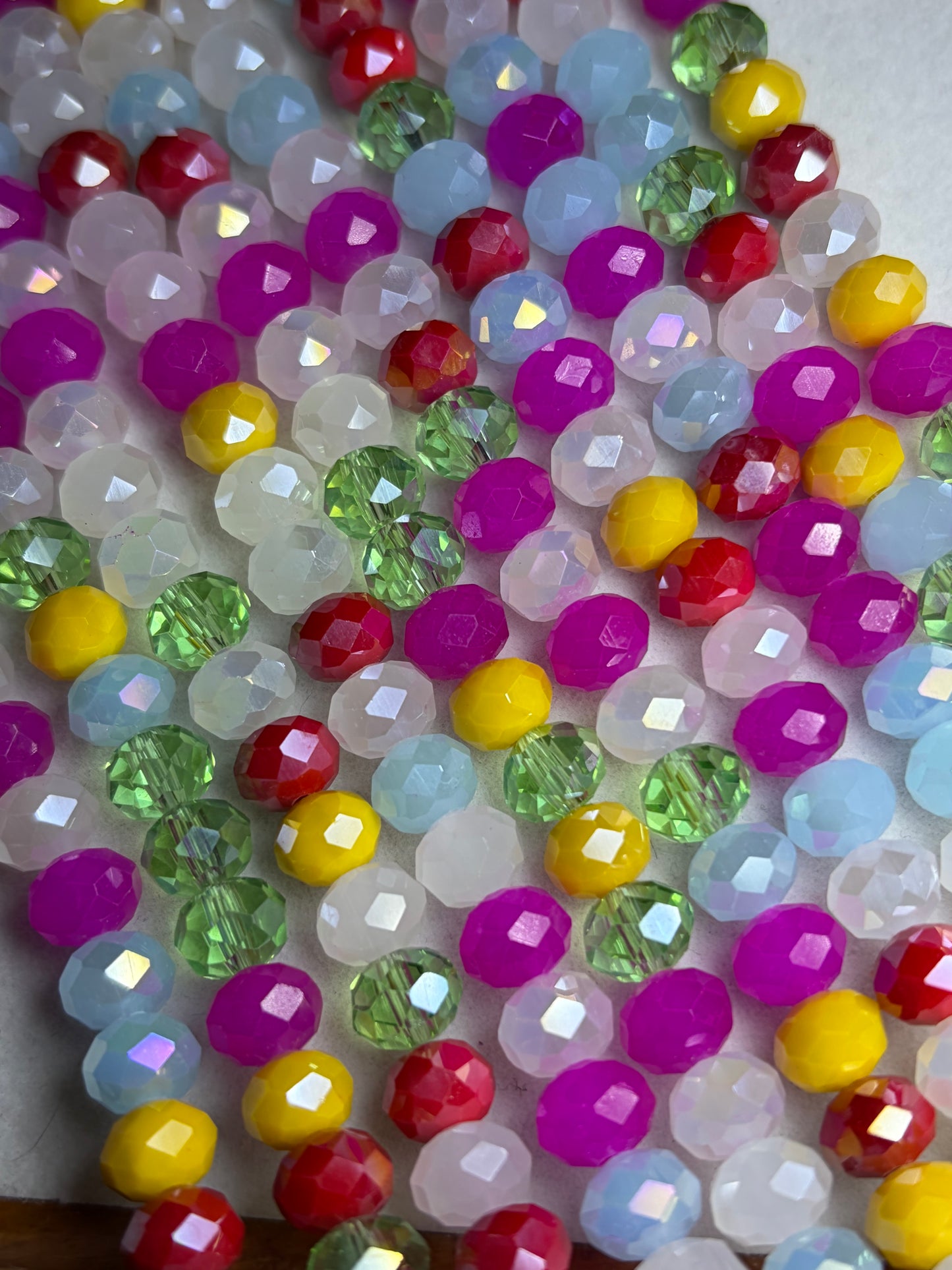 Faceted Glass Bead Strands - mix colours - 8x6mm - rondelle