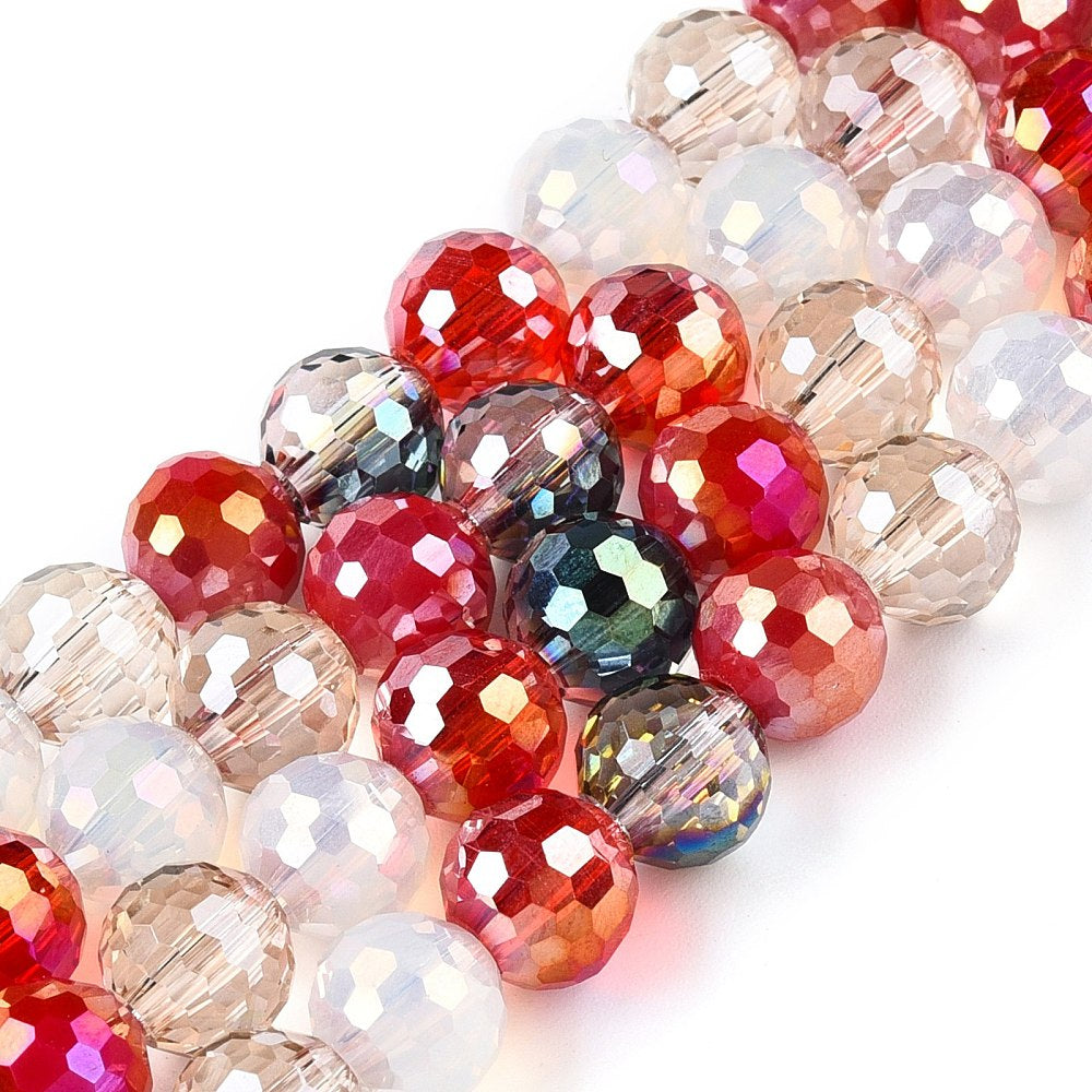 Electroplate Glass Bead Strands - Faceted - Round - 8mm - approx 50pcs per strand