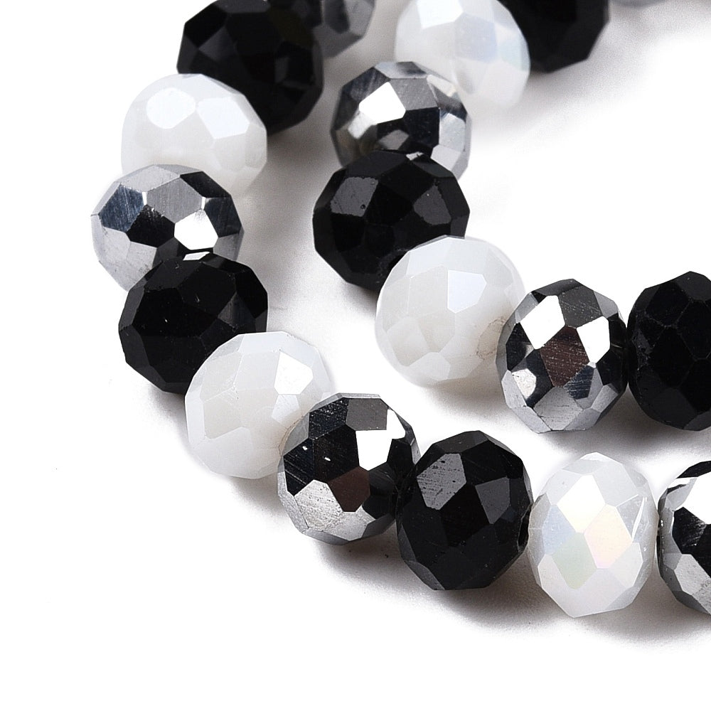 Fils de perles de verre, à facettes, forme rondelle, 8x6mm, environ 68 perles par fil