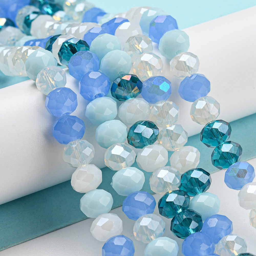 Glass Beads Strands, Faceted, Rondelle, 8x6mm, approx 68pcs per strand