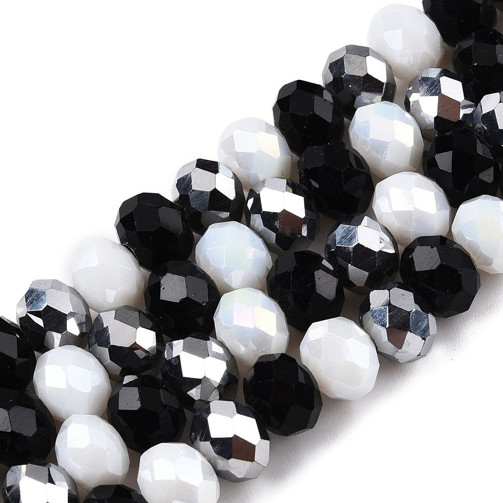 Fils de perles de verre, à facettes, forme rondelle, 8x6mm, environ 68 perles par fil