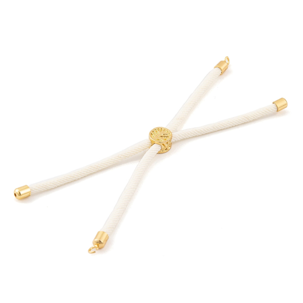 Adjustable Bracelet Making Nylon Cord with Gold Plated Brass Tree of Life Sliding Stopper Bead