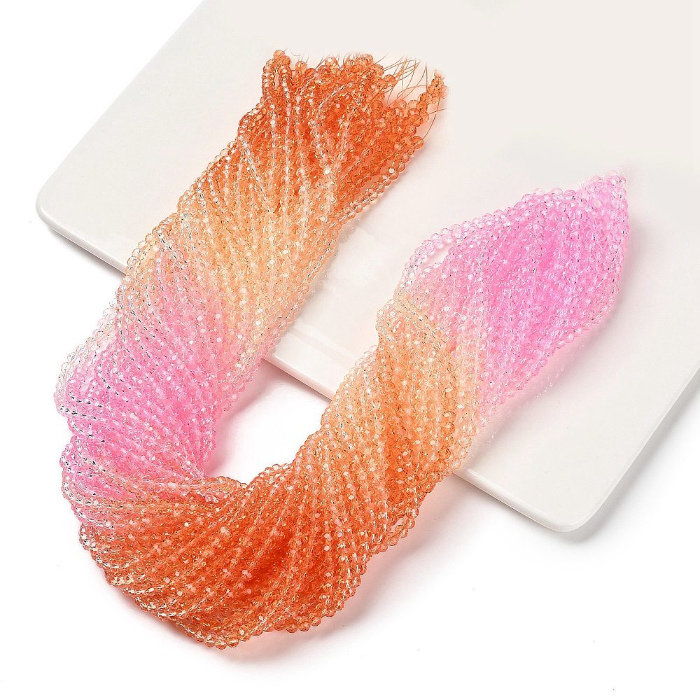 Transparent Colourful Glass Beads Strands - Faceted - Rondelle - 4.5x3.6mm - approx 105~110pcs per strand