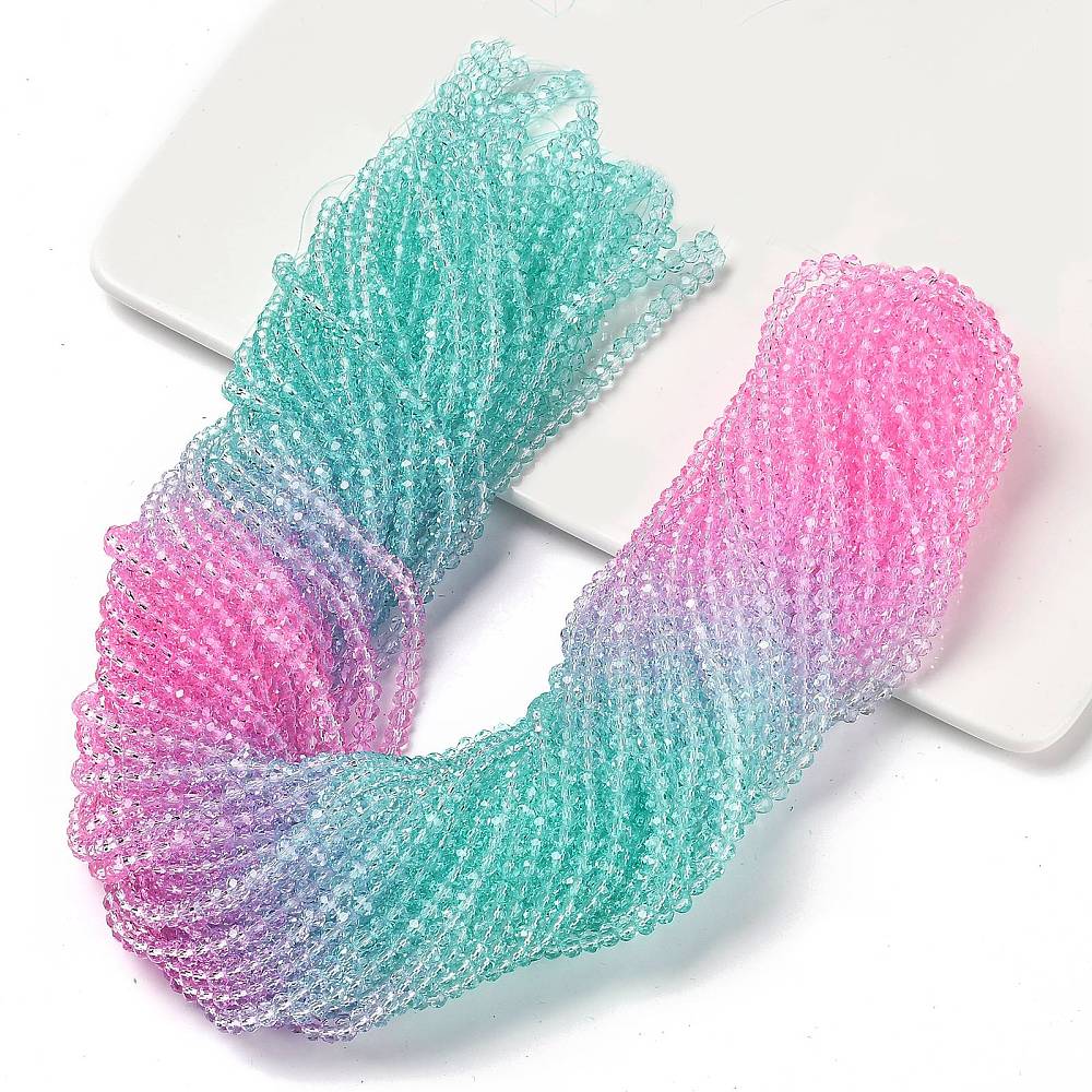 Transparent Colourful Glass Beads Strands - Faceted - Rondelle - 4.5x3.6mm - approx 105~110pcs per strand