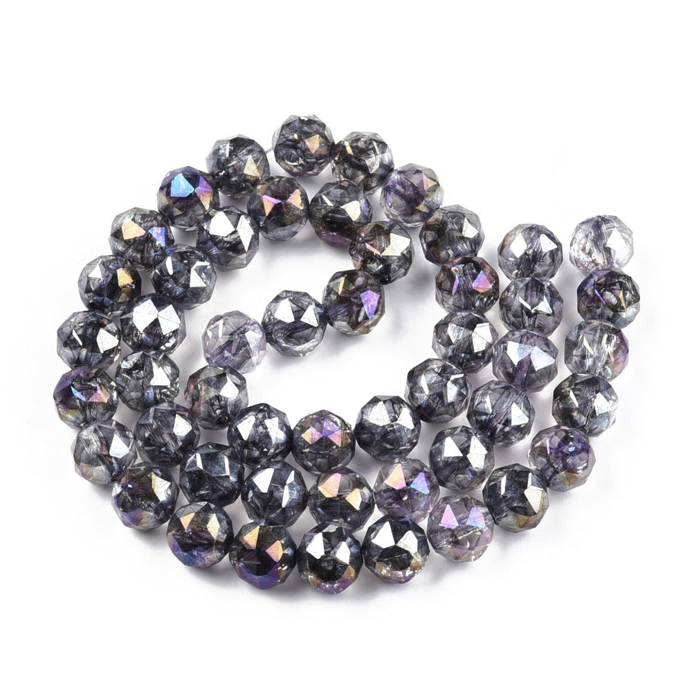 Transparent Electroplate Glass Beads Strands - AB Color Plated - Faceted - Round - 8x7.5mm